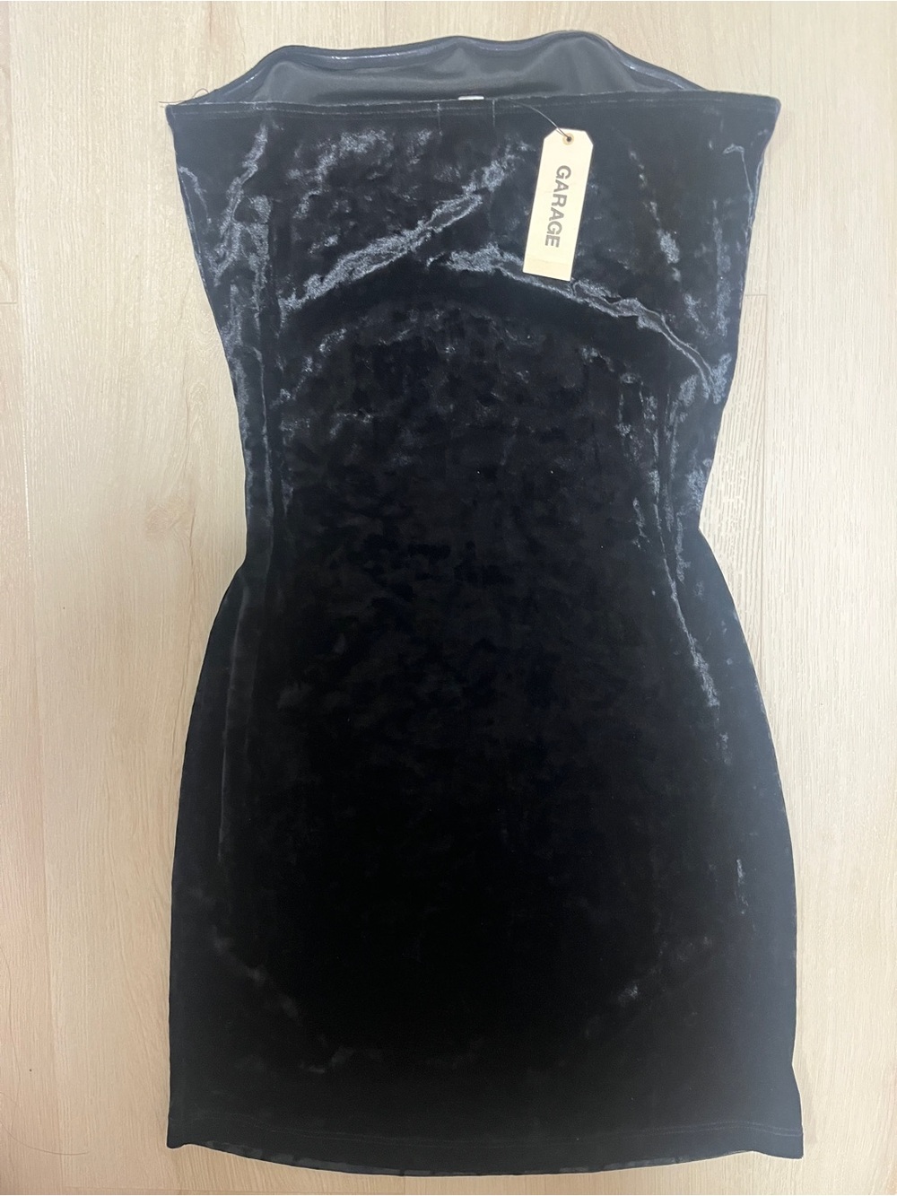 Garage Black Velvet Strapless Bodycon Dress